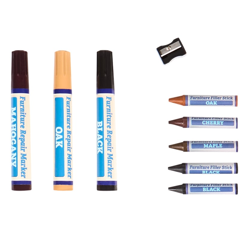Furniture Repair and Restore Kit 3 Markers and 5 Wax Filler Sticks