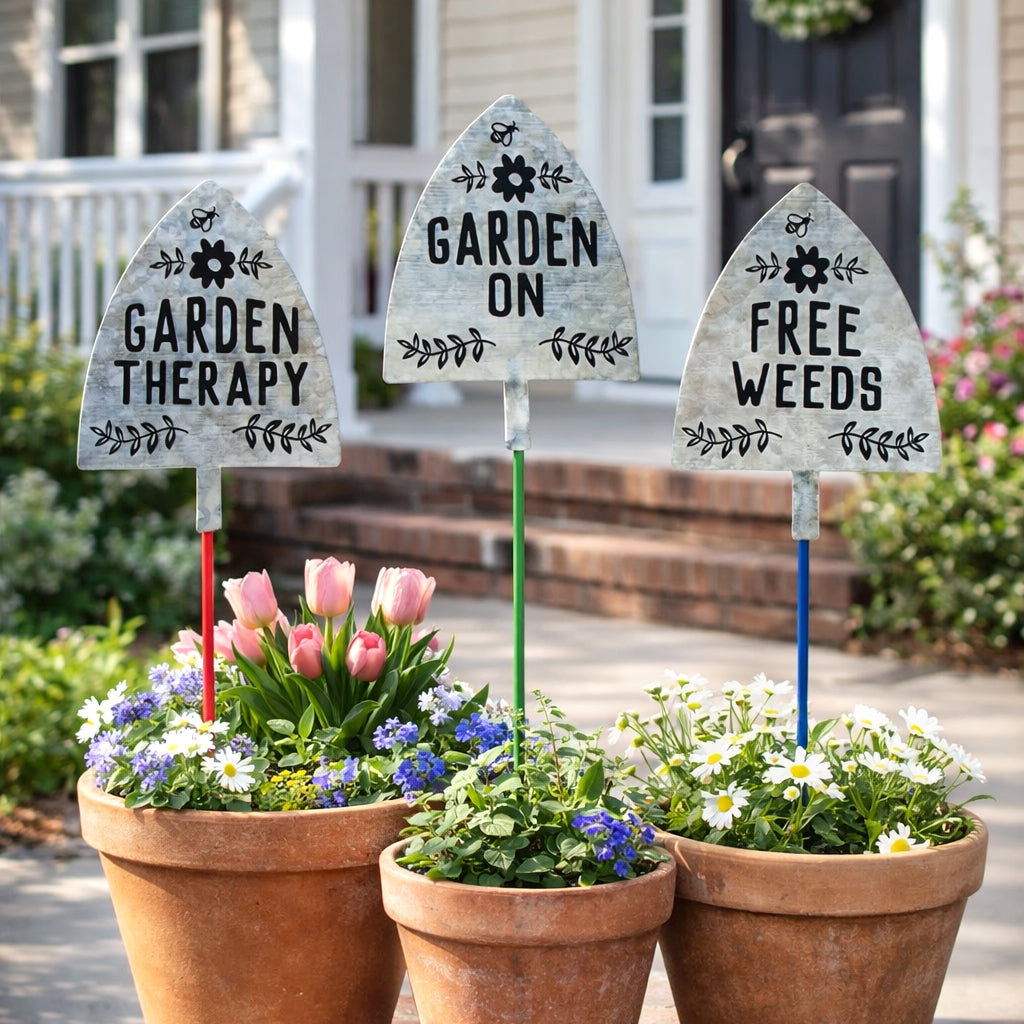 Humorous Shovel Garden Stakes - Set of 3
