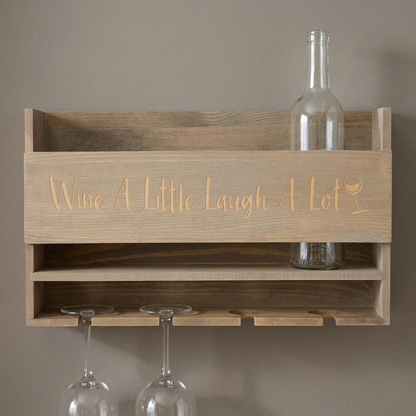 Lakeside Wine Rack with Wine Glass Storage, Wall-Mounted