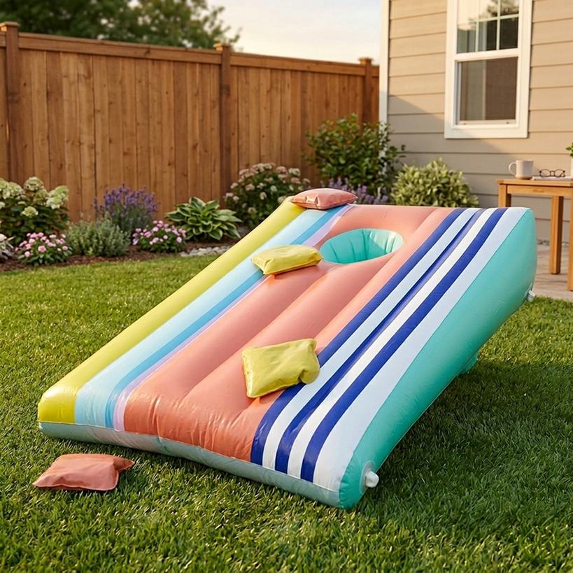 Inflatable Cornhole Bean Bag Toss Game - Durable Indoor and Outdoor Fun