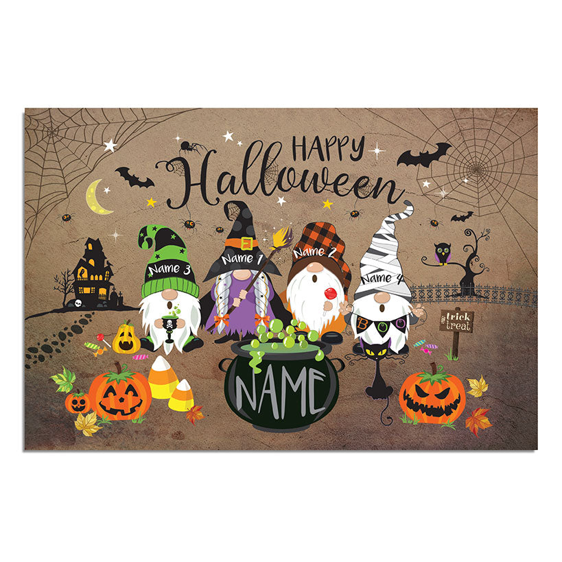 Personalized Halloween Spooky Gnome Family Doormat