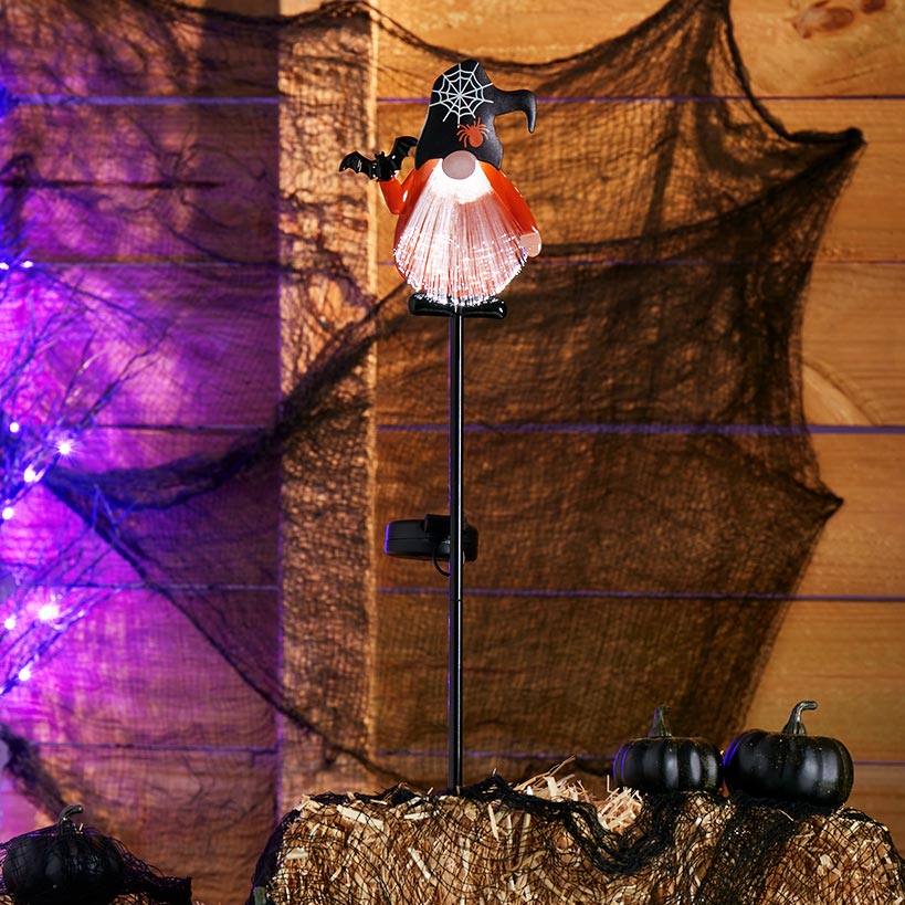 Fiber Optic Halloween Witch Gnome Garden Stake