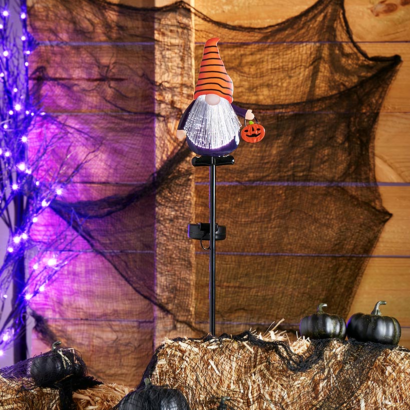 Fiber Optic Halloween Witch Gnome Garden Stake