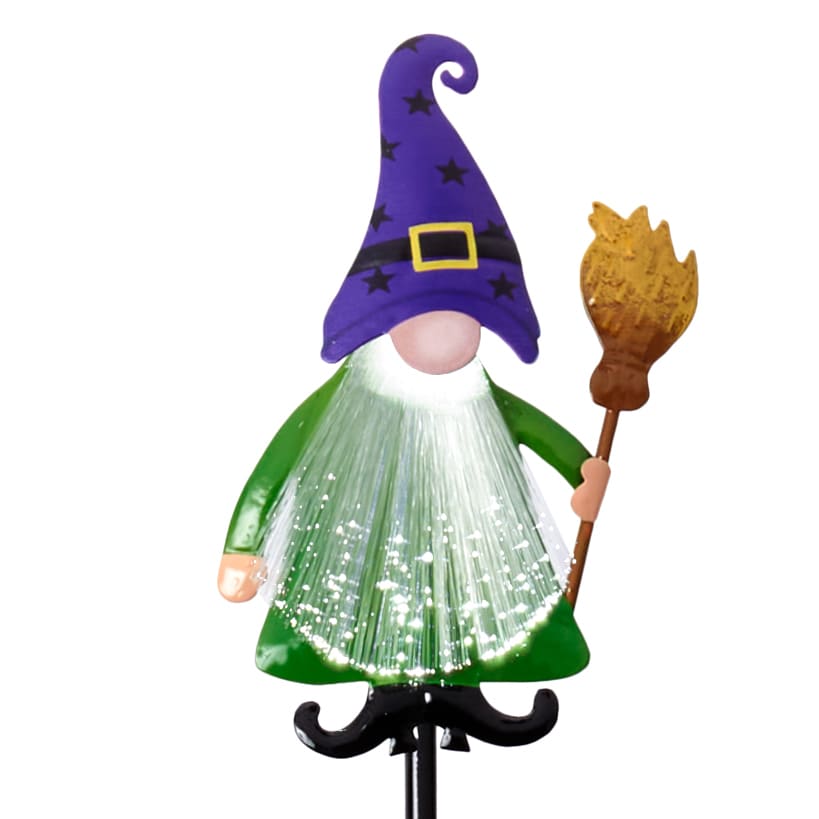 Fiber Optic Halloween Witch Gnome Garden Stake