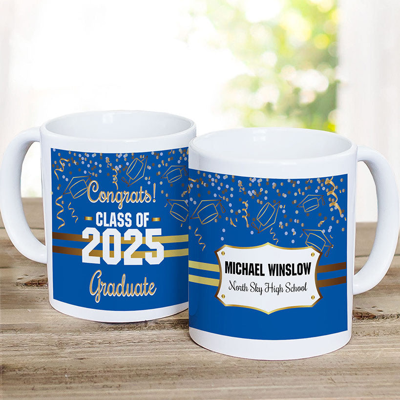 Personalized Gold Confetti Graduation Mug 11oz