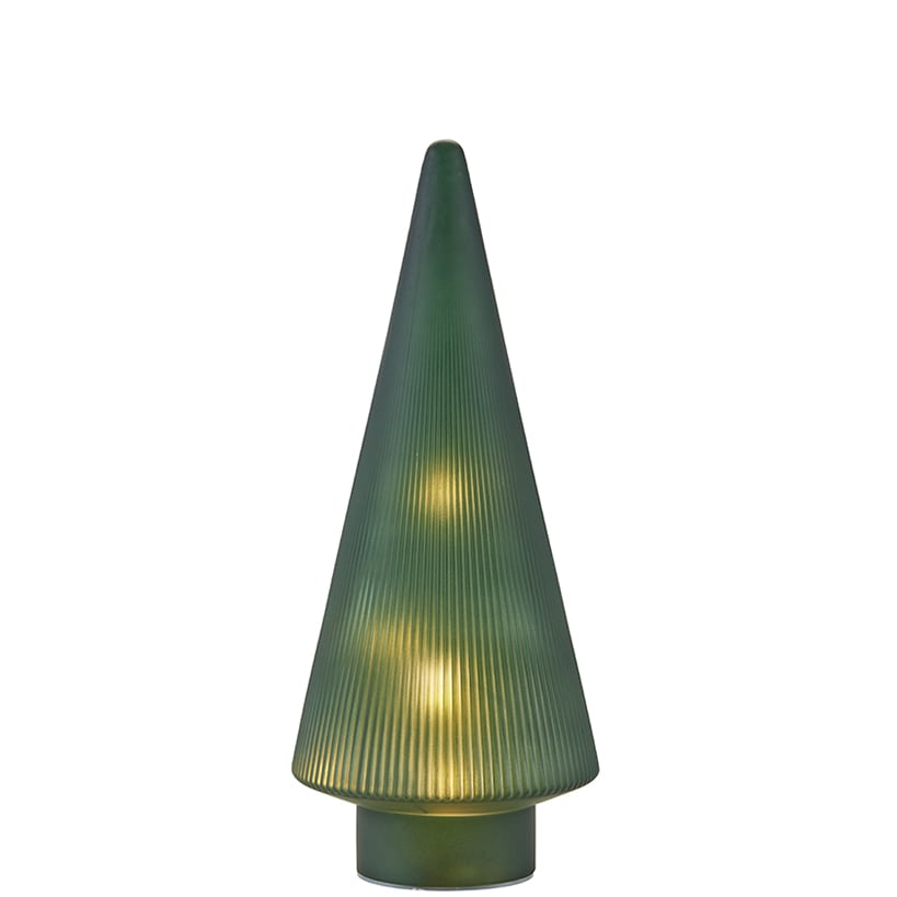 Lighted Ribbed Glass Tabletop Tree