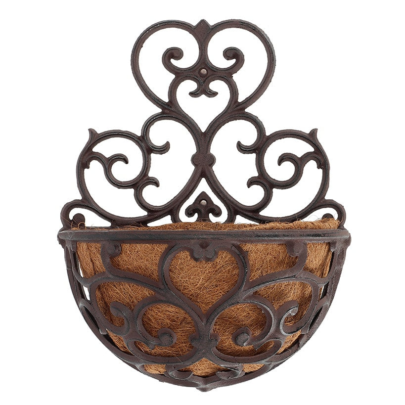 Half-Round Victorian Wall Planter with Liner for Gardens