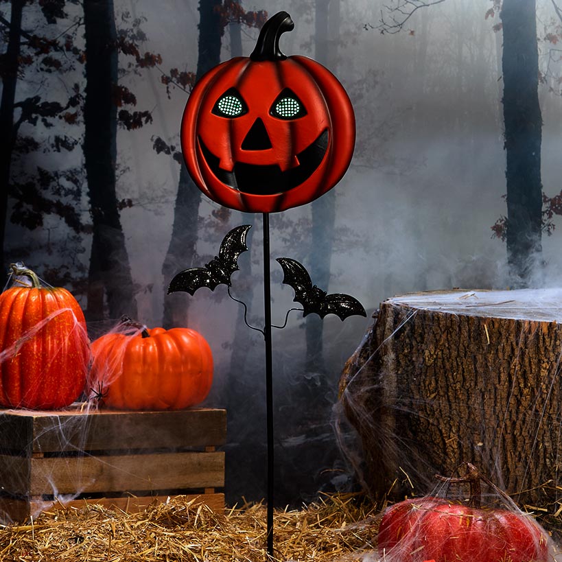 Halloween Stake Animated Skull Or Jack-o'-Lantern