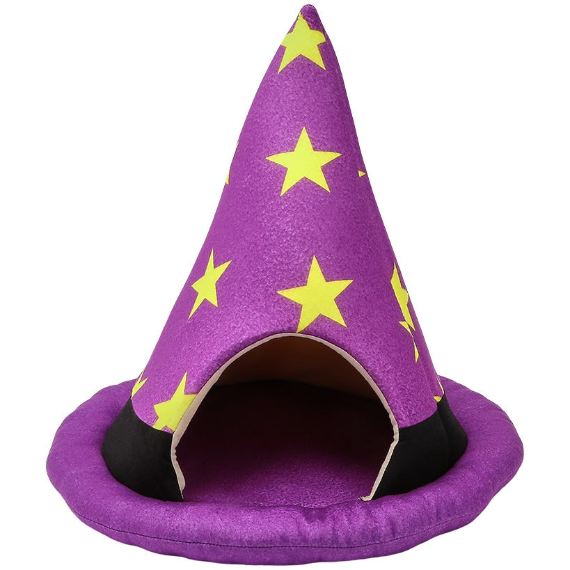 Halloween Witch Hat Shape Pet Cat Bed Cozy Warm House Non Slip Bottom