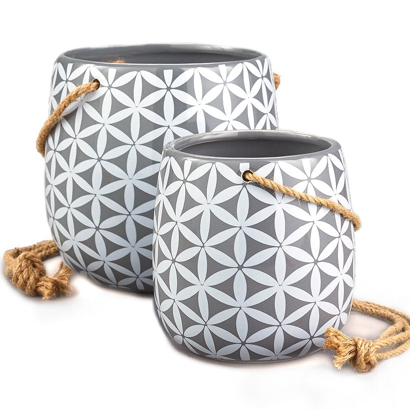 Sets of 2 Hanging Ceramic Planters