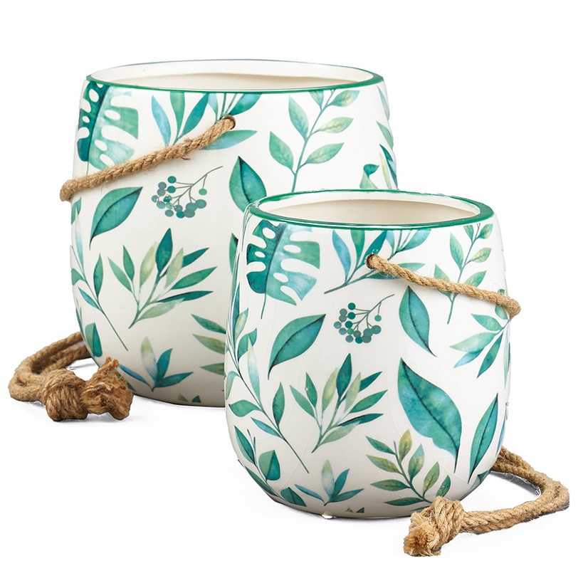 Sets of 2 Hanging Ceramic Planters