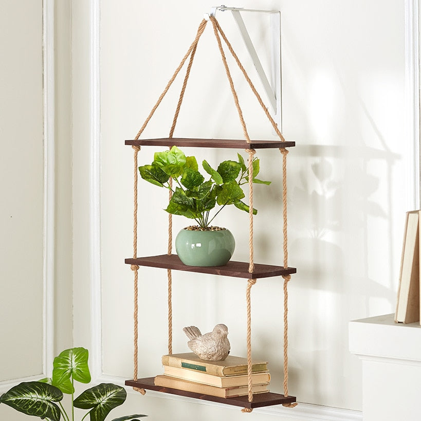 Hanging Wall Shelf with Rope