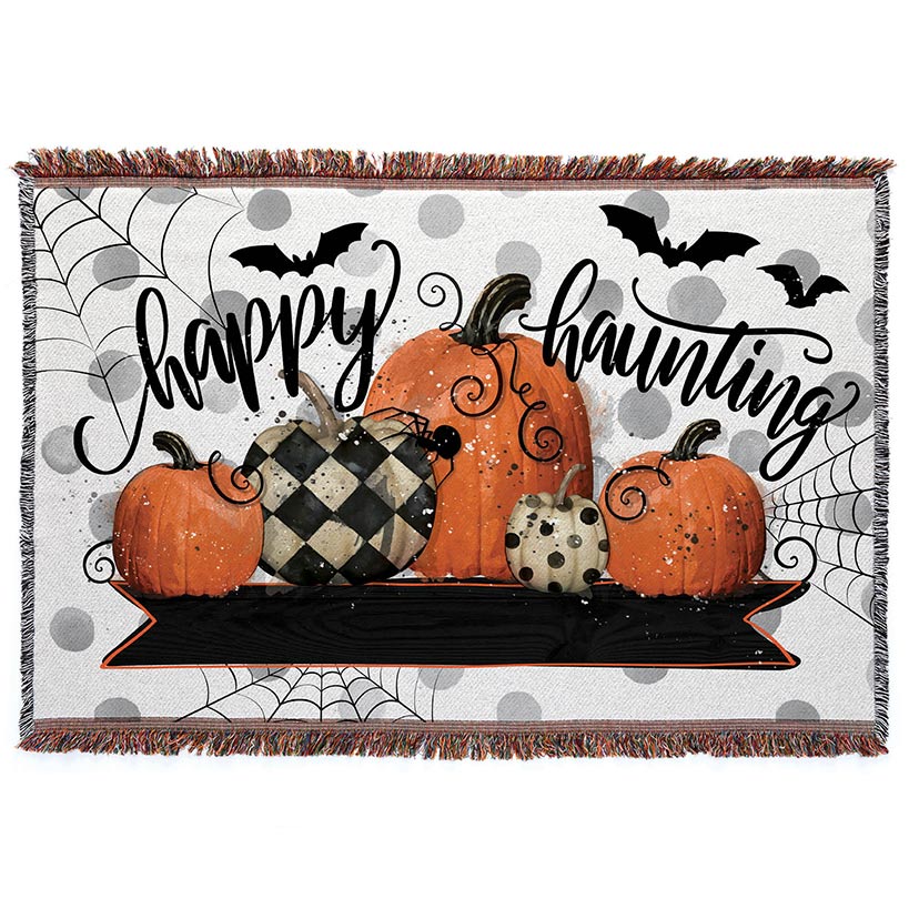 Personalized Halloween Happy Haunting Fringe Blanket