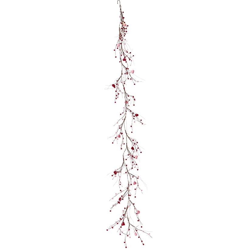 Lighted Pink and Red Heart Garland - Battery Operated