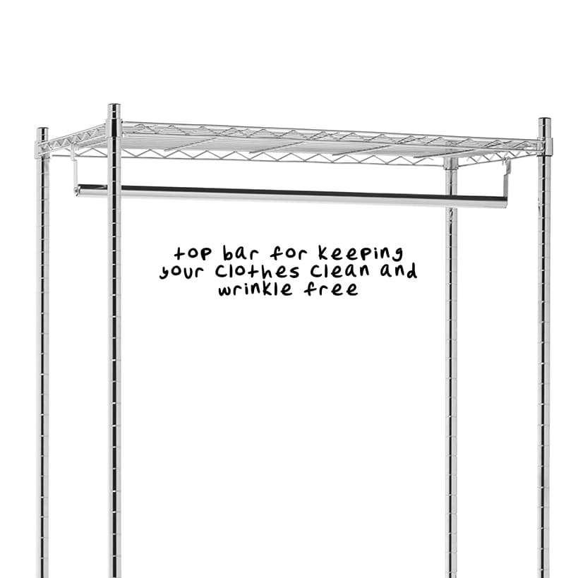 Chrome Heavy-Duty Rolling Clothes Rack with 2 Shelves