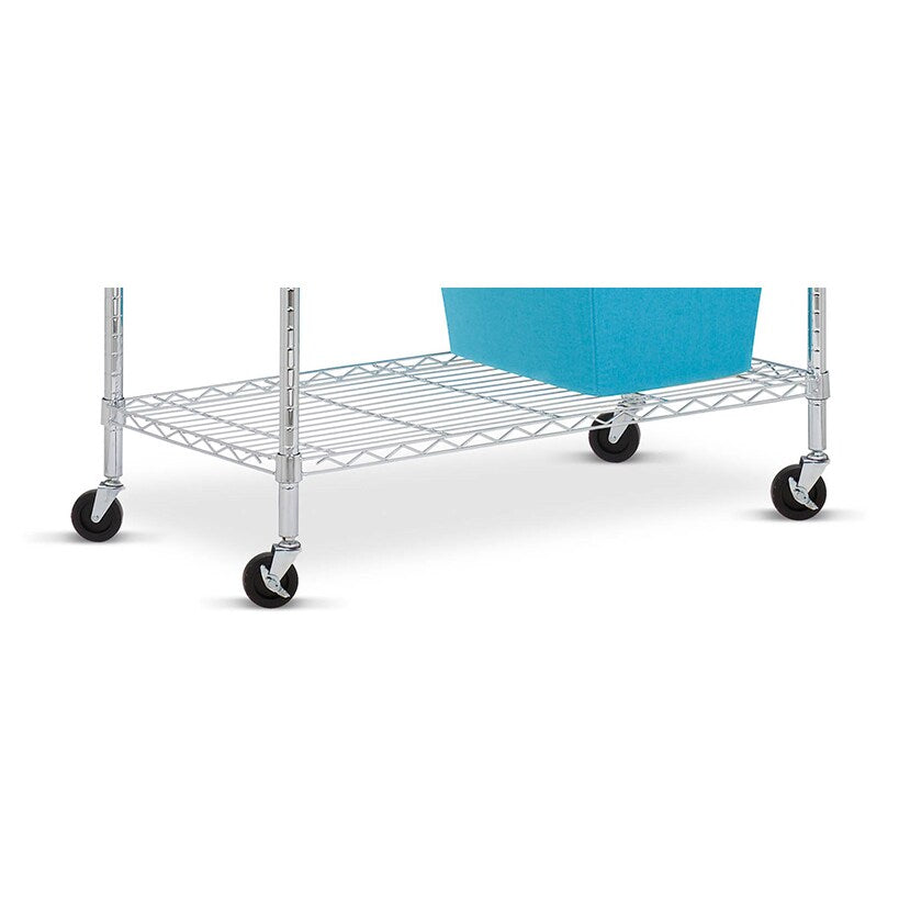 Chrome Heavy-Duty Rolling Clothes Rack with 2 Shelves