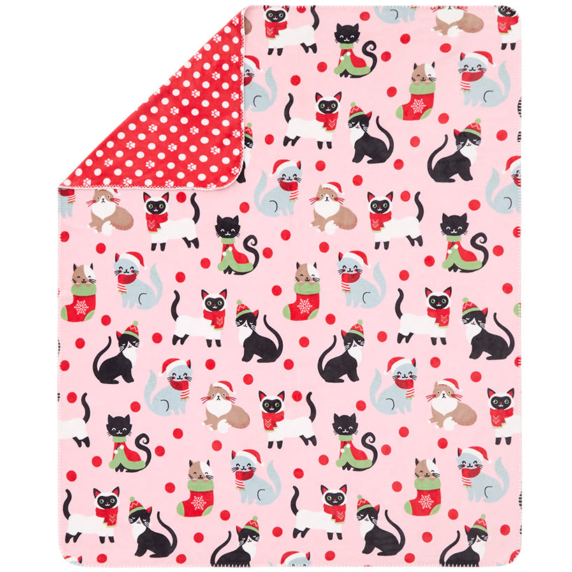 Holiday Pet-Themed Reversible Heavyweight Flannel Throws