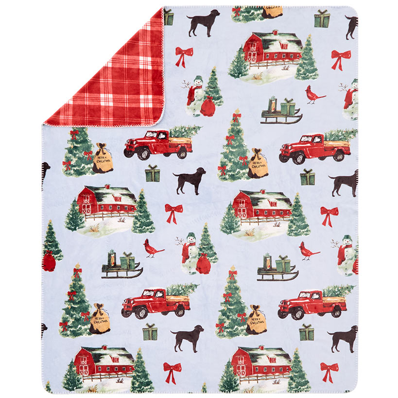 Holiday Pet-Themed Reversible Heavyweight Flannel Throws