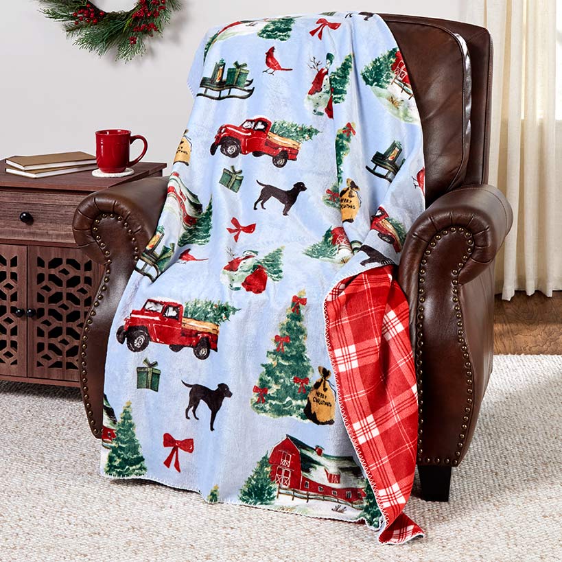 Holiday Pet-Themed Reversible Heavyweight Flannel Throws