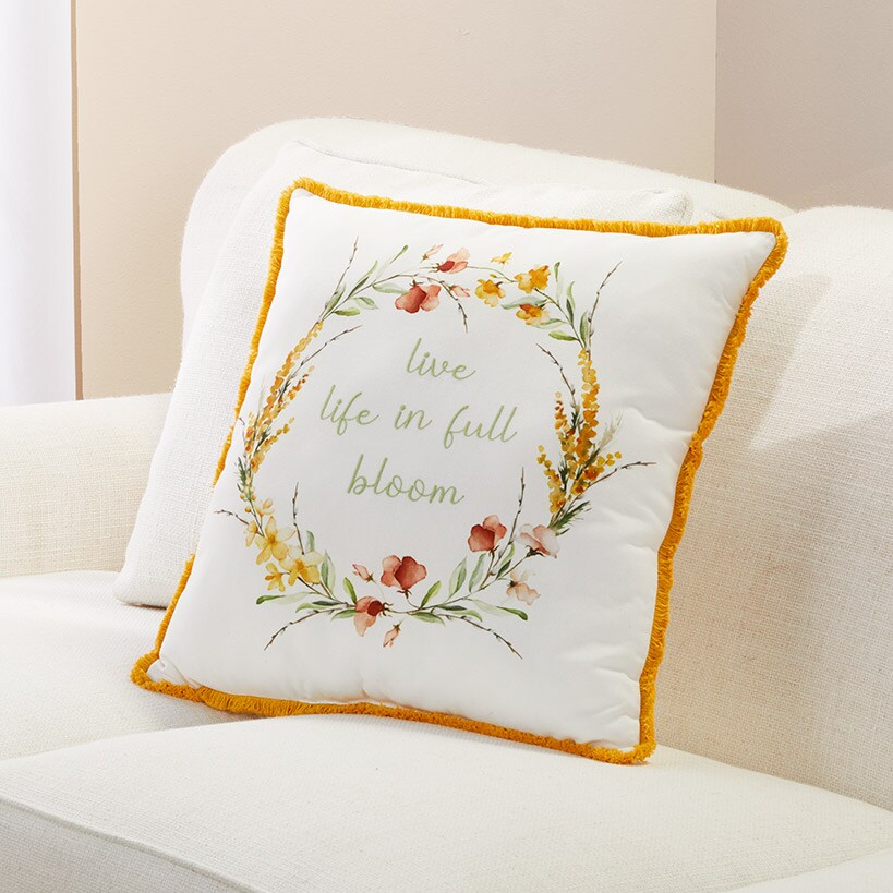 Full Bloom Spring Dragonfly Decorative Pillow
