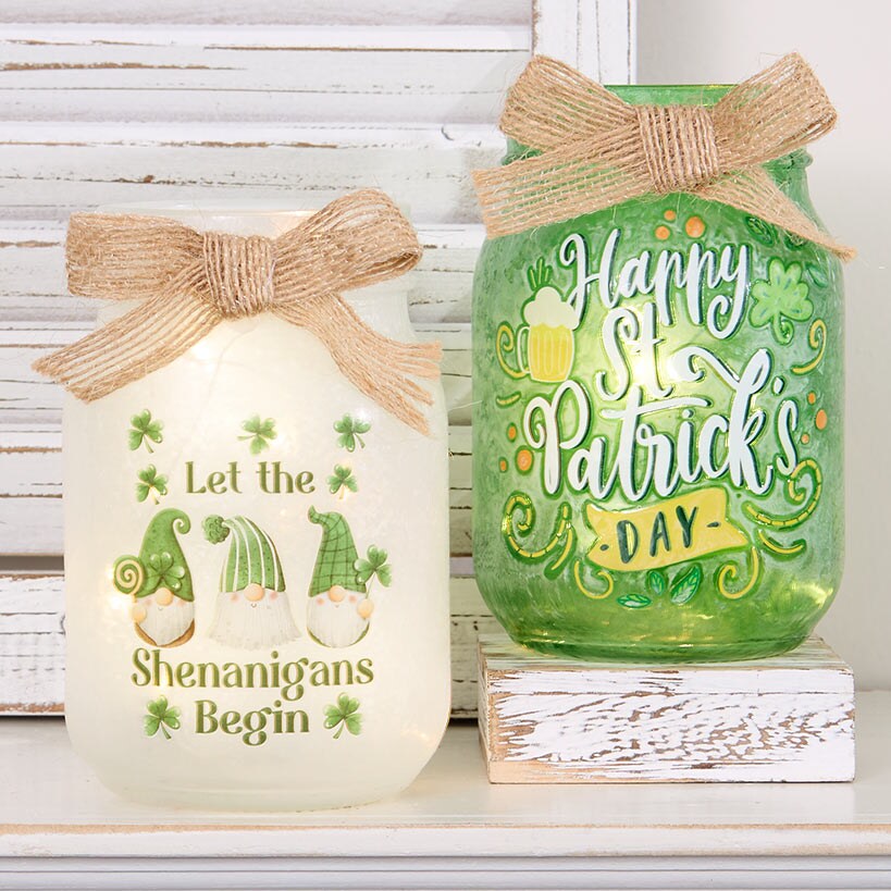 Valentine's And St Patrick's Fairy Light Mason Jar Décor#select-holiday_st.-patrick's-day
