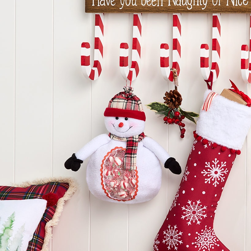 Plush Holiday Candy Treat Bag - Snowman or Gingerbread Man#select-character_snowman