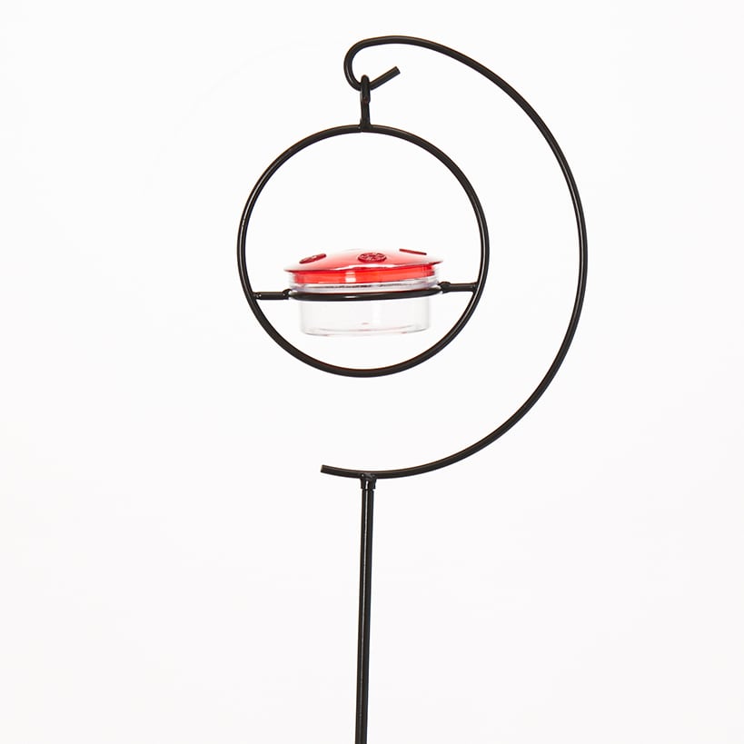 Hummingbird Garden Stake with Red Feeder