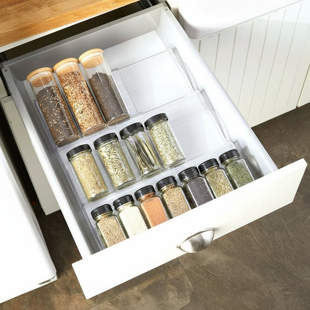 In-Drawer Expandable Spice Rack
