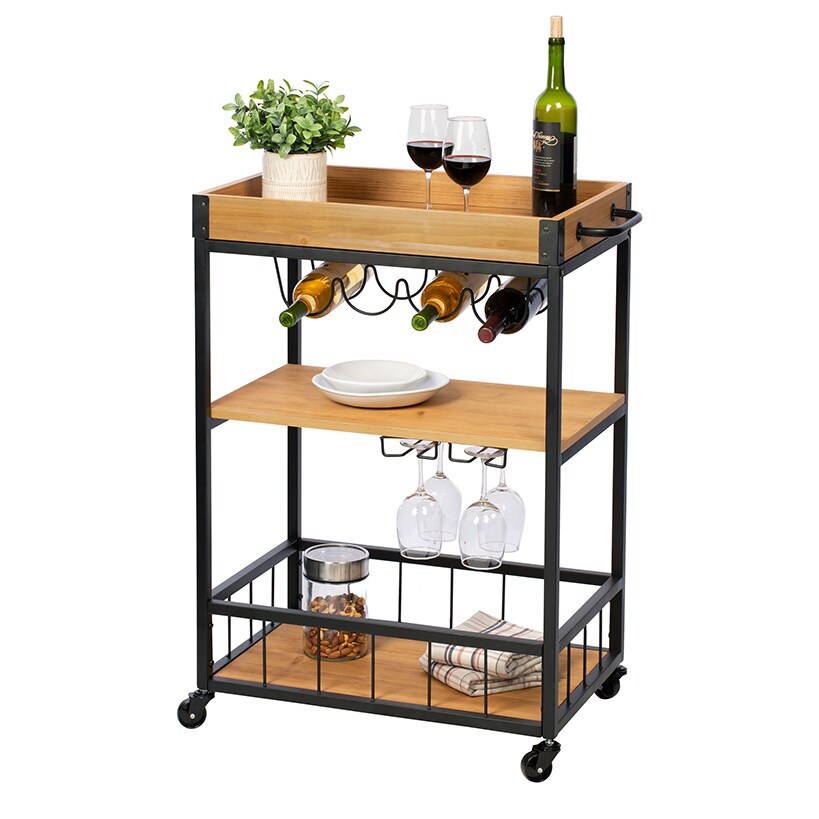 Industrial Bar Cart with Removable Serving Tray