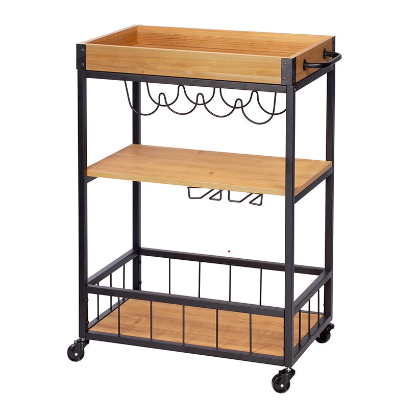Industrial Bar Cart with Removable Serving Tray