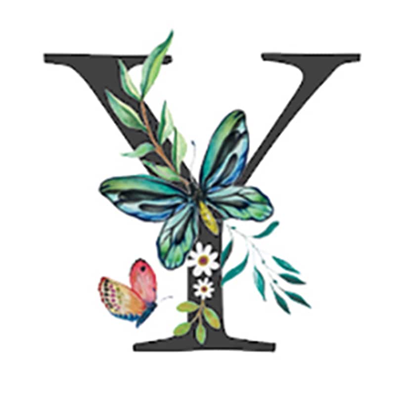 Initial Floral Butterfly Jewelry Cases