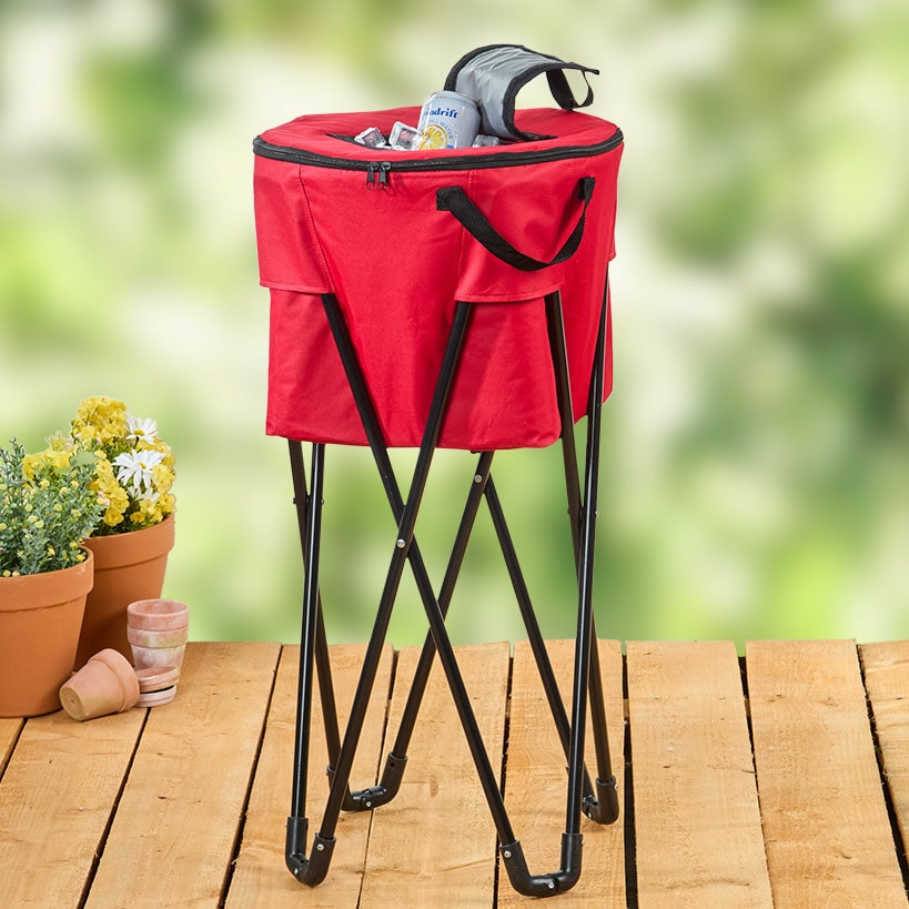 Freestanding Collapsible Insulated Portable Cooler for Drinks BBQ Party
