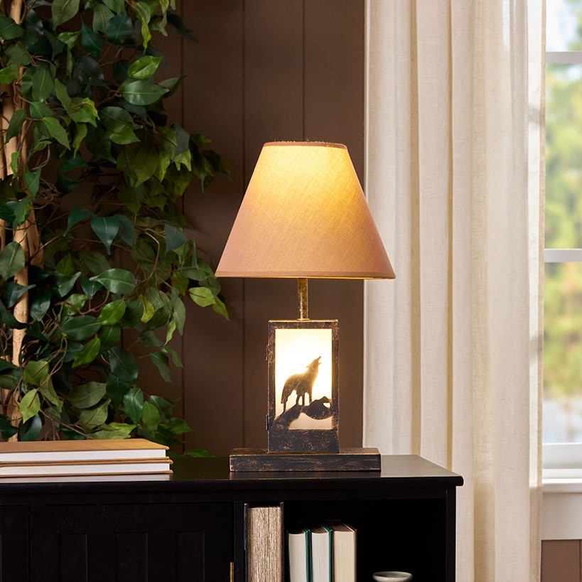 Woodland Animal Silhouette Tabletop Lamp - Bear, Moose, or Wolf