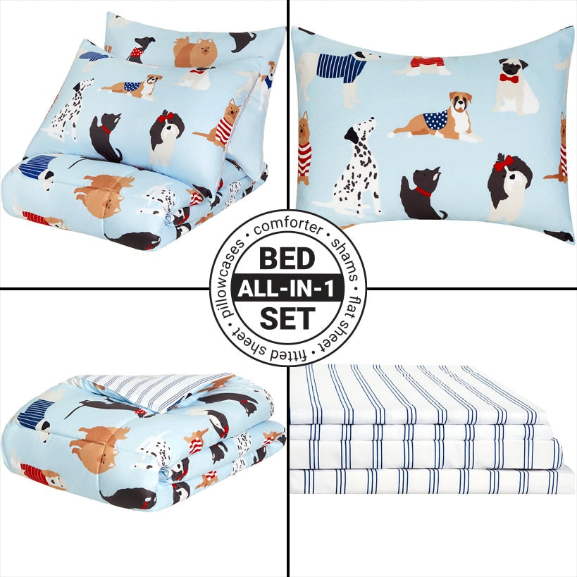 Dog's Life Reversible Queen or King Complete Comforter Set