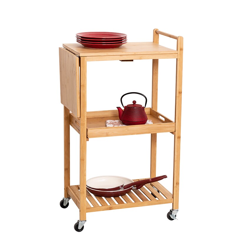 Kitchen Cart with Drop-Leaf Bamboo