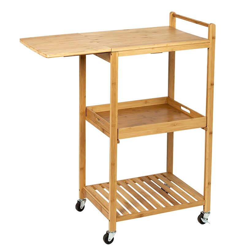 Kitchen Cart with Drop-Leaf Bamboo