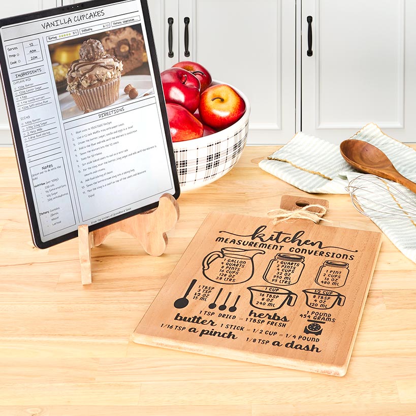 Cookbook Holder & Stand with Kitchen Conversions Chart