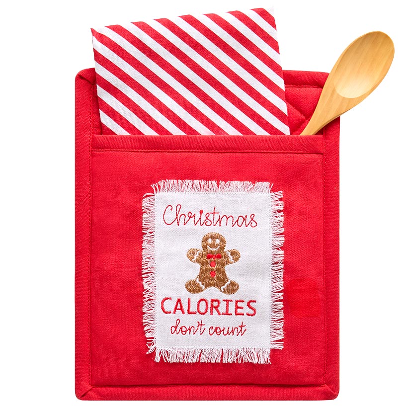 Holiday Kitchen Gift Set: Towel, Pot Holder Wooden Spoon or Cookie Cutter