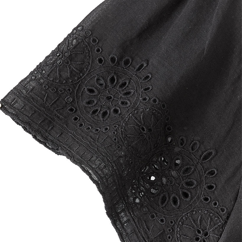 Flutter Sleeve Eyelet Knit Tops