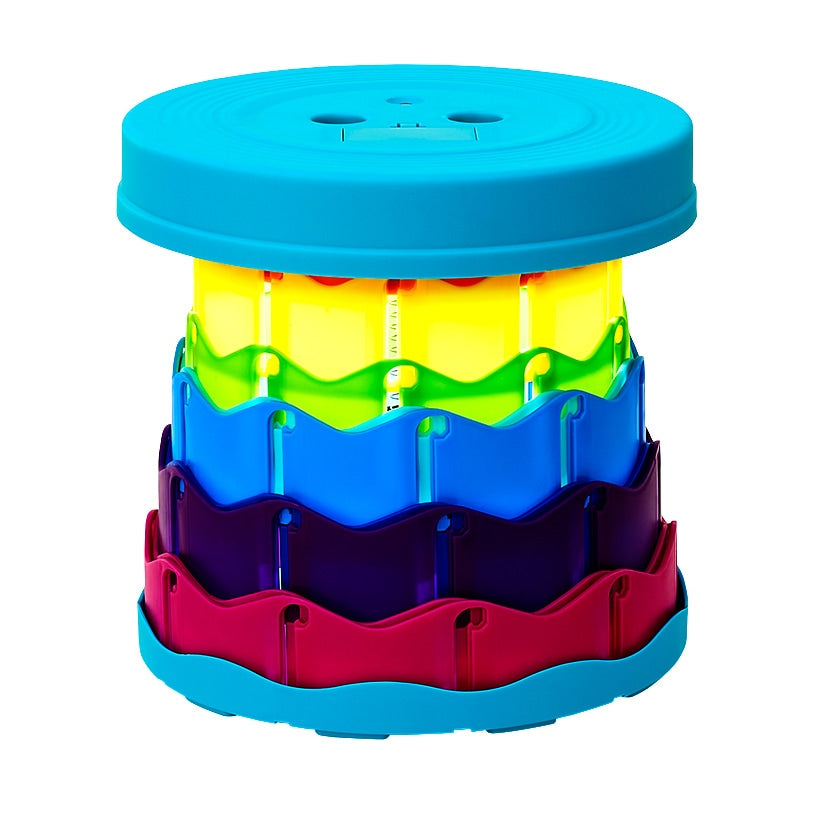 Portable Folding Stool With LED Light Height Adjustable Retractable