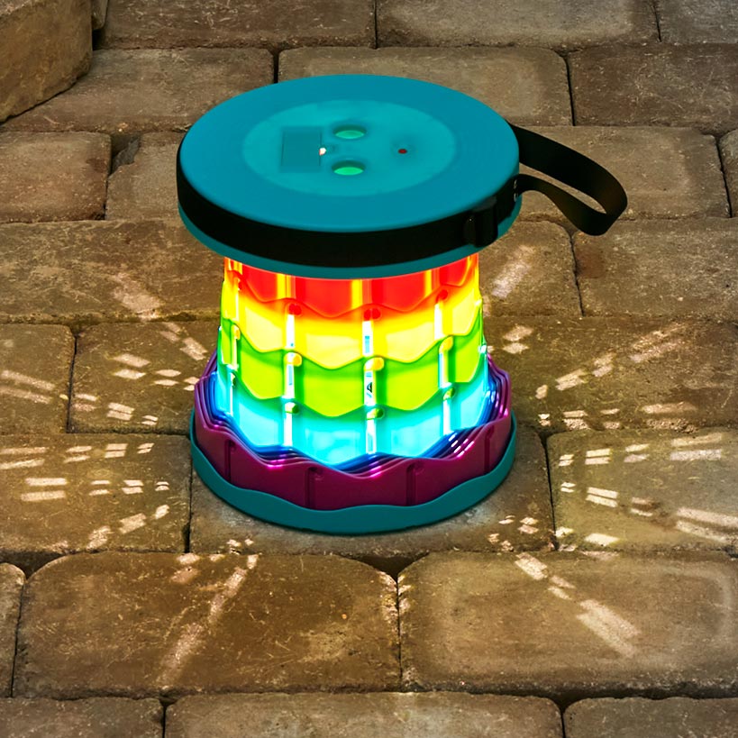 Portable Folding Stool With LED Light Height Adjustable Retractable
