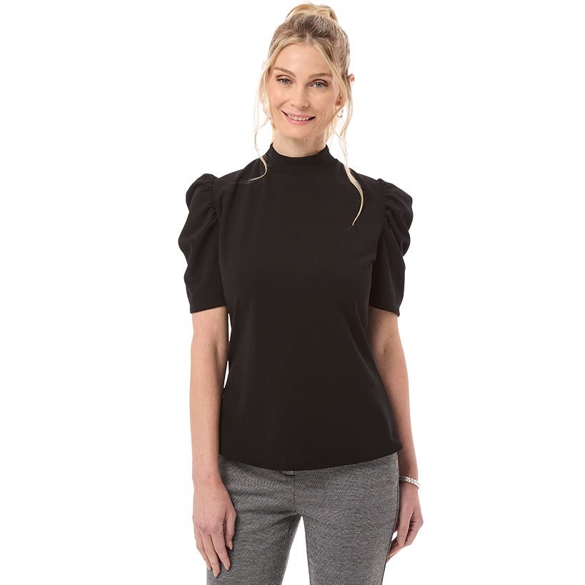 Women's Mock Neck Puff Sleeve Top