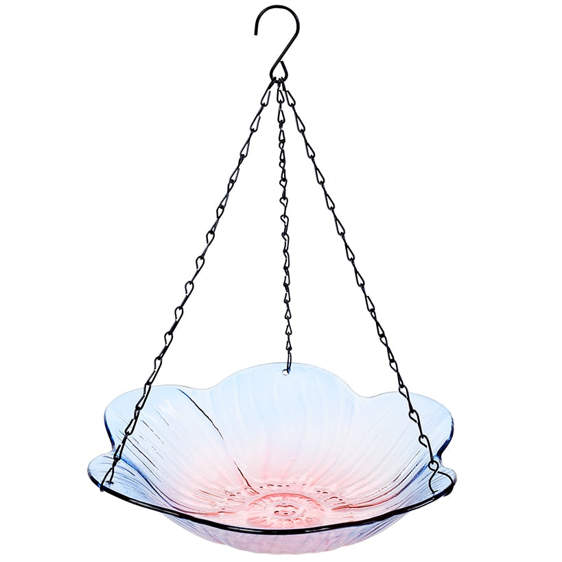 Hanging Glass Birdbath - Flower Shape