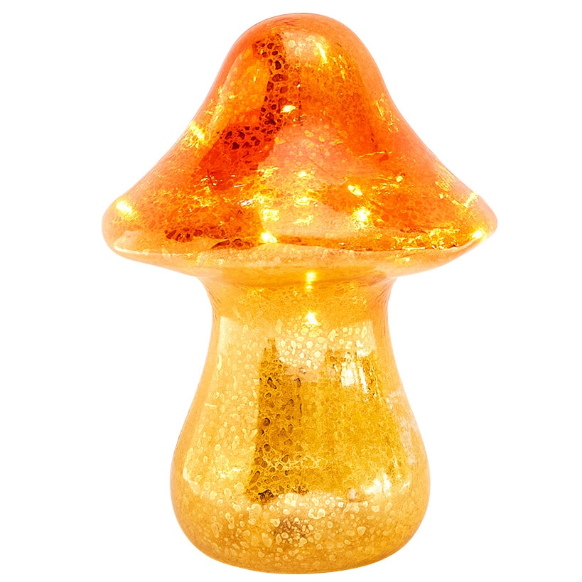 Fall Lighted Glass Mushrooms - Green, Yellow or Orange
