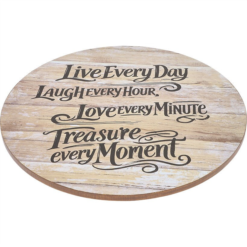 Wood Sentiment Printed 12" Kitchen Countertop Lazy Susan