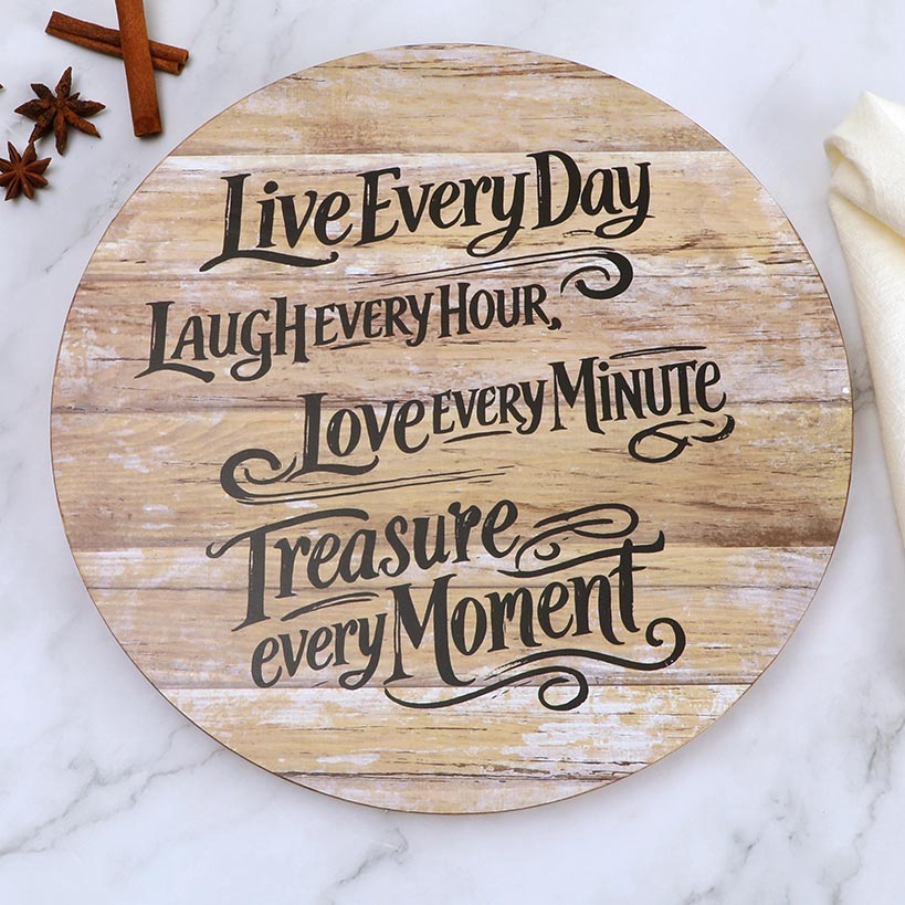 Wood Sentiment Printed 12" Kitchen Countertop Lazy Susan