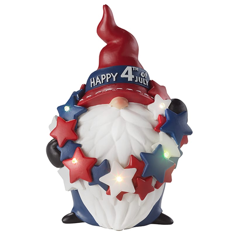 Lighted Color-Changing Americana Gnome