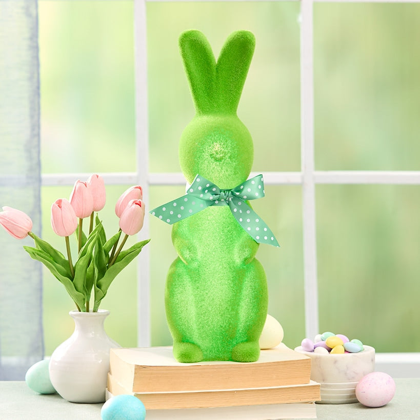 Easter Flocked Lighted Bunny Tabletop Décor - Green, Pink, Or Lavender