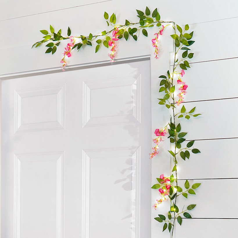 Lighted Flower Garland - Pink, Sunflower, or White Flower#select-flower_pink-flower