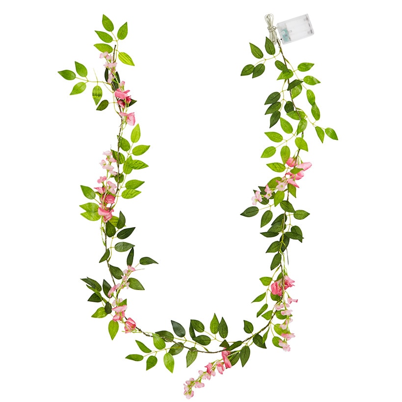 Lighted Flower Garland - Pink, Sunflower, or White Flower